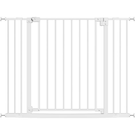 WOLTU Dog Gates Indoor Baby Stair Gates Baby Pet Barriers for Dogs Expandable Dog Fence Stair Gate Safety Gates 75-107 cm, White (1/5)