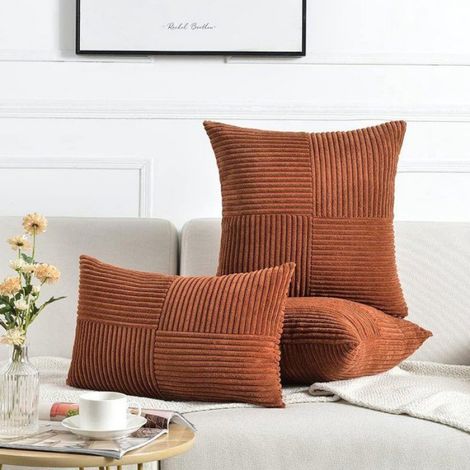 Taie Doreiller - Velours Côtelé - 60 x 60 cm - Pour Canapé Chambre Salon - Lot De 2 (1/5)