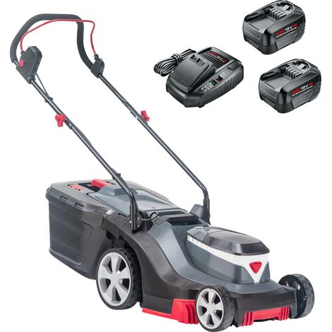 Tondeuse électrique sans Fil 3.82 Li Easy, Largeur 38 cm, pour 2 Batteries 18 V Li-ION (2X Batterie et Chargeur inclu), pour gardin à 300 m², réglage Central de la Hauteur de Coupe en 6 Fois (1/5)