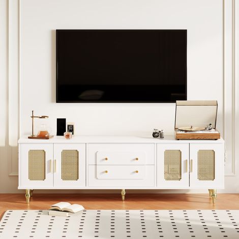 Mueble TV retro 175 x 38 x 55,5 cm en tablero de partículas blanco HAVRYA (1/5)