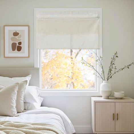 Roman Linen Curtain Window Curtains W70 x H140 cm, Ecru (1/4)