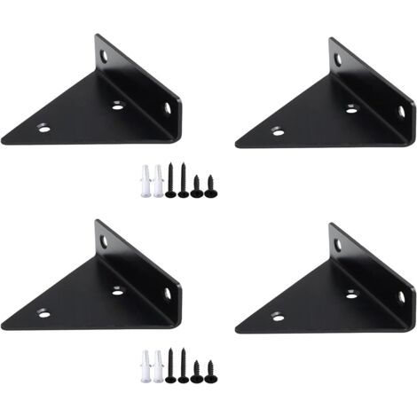 Aougo – Supports d'étagère flottants en métal noir – Lot de 4 – Capacité de charge 20 kg – Dimensions 100 x 80 x 26 mm – Vis incluses (1/5)