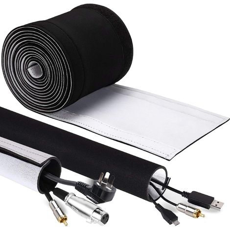 Gaines De Câbles Électriques 3M, Manchon de Câble, Gestion de Câbles Protection du Cache-Câbles pour Câbles Télé/Ordinateur/USB/Audio/Vidéo- 4m/13ft Noir (1/5)