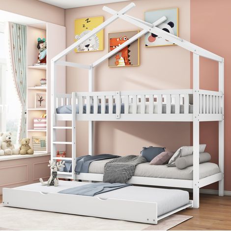 MEUBLIV Cama casita 90x200 cm blanca – cama nido, sin colchón (1/5)