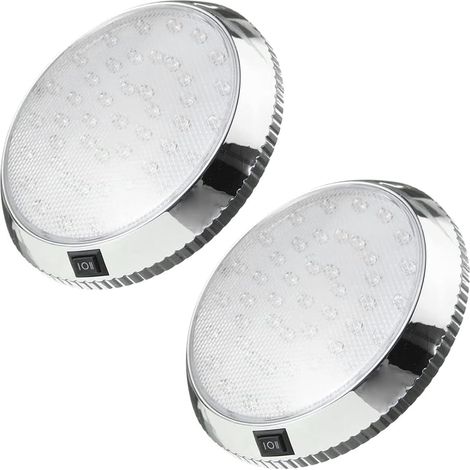 2pcs Lampe d'intérieur RV, 12V LED plafonnier dôme toit, éclairage intérieur de caravane avec interrupteur ON/OFF, spot de lecture intérieur 46 LED