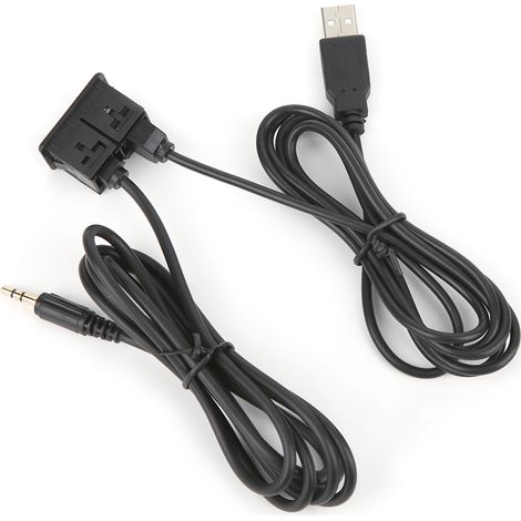 Câble prolongateur 3,5mm AUX adaptateur encastrable port USB prise casque montage panneau pour voiture bateau (1/5)