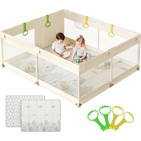 Parc Bebe 150x180cm avec Tapis, Grand Espace Sécurisé (1/5)