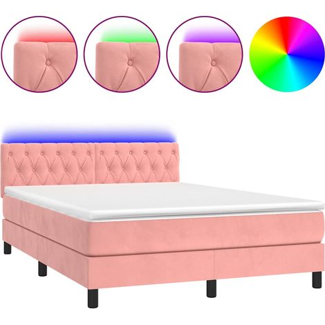 Maison Exclusive - Boxspringbett mit Matratze & LED Rosa 140x200 (1/5)