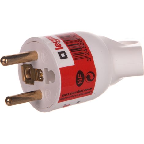 Enchufe portátil Helmo 2P+Z 16A con soporte, color blanco, 050103
