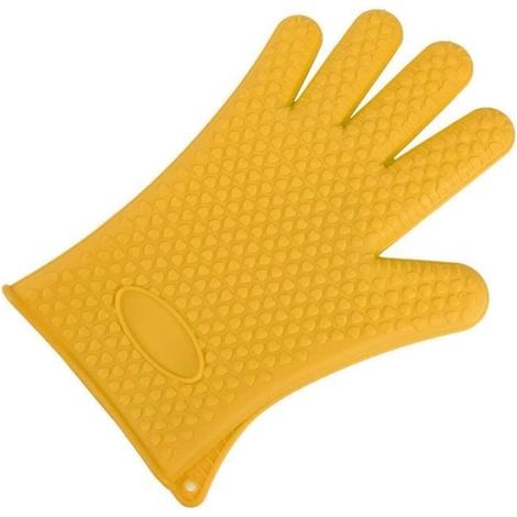 Ofenhandschuh, hitzebeständige Silikon-Grillhandschuhe, Topflappen, Küchenhandschuhe, 1 Stück, HG99 - Typ GELB (1/4)