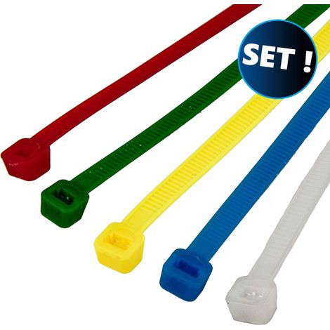 MASTERPROOF PROFESSIONAL Kabelbinder-Set 4,5 x 300mm, Nylon, 50-teilig, je 10 x rot, gelb, grün, blau & weiß (1/2)