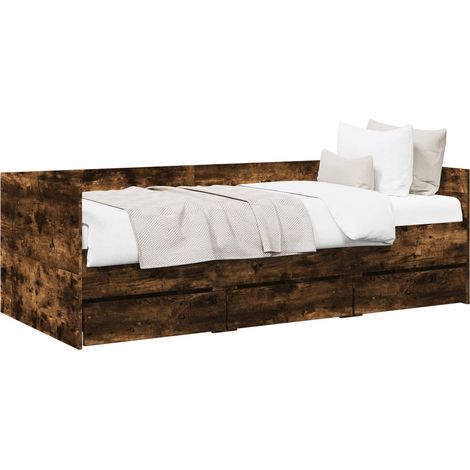 Cama de día con cajón Roble Ahumado Madera de ingeniería vidaXL