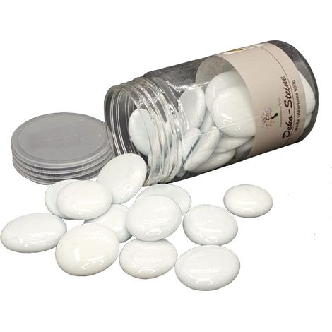 Galets en verre blanc naturel - 1 kg - Décoration de plage - Environ 3,2 cm de diamètre - Pour table, vase, aquarium, mariage, fête d'été - Pierres décoratives pour décoration maritime et créative (1/5)