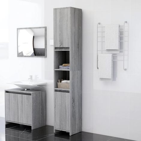 vidaXL Armadio Bagno Rovere Grigio 30x30x183,5cm Legno