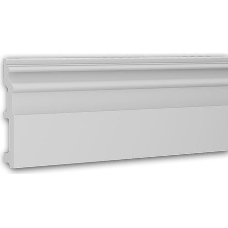 Zócalo Profhome 653113 Rodapié Perfil de estuco Moldura decorativa diseño atemporal clásico blanco 2 m