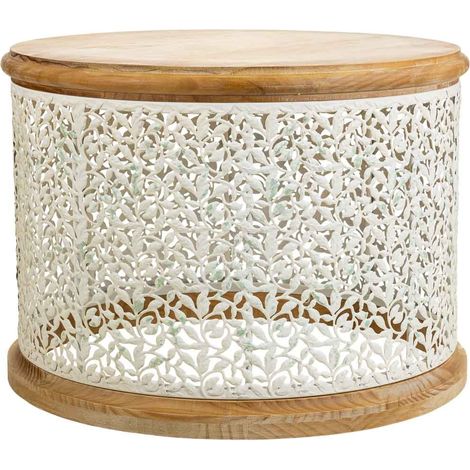Mesa de centro de madera y metal blanca 63.5x63.5x46.5 (1/5)