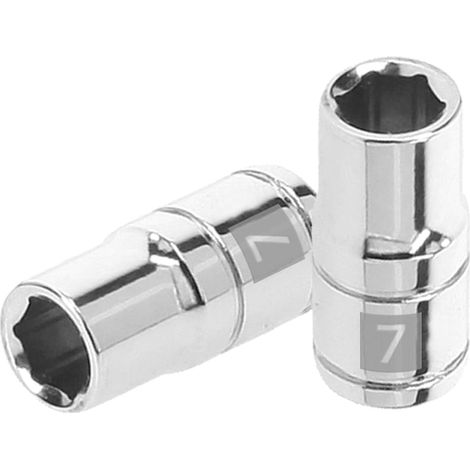 Llave vaso hexagonal, cuadro 1/4" - 7 mm