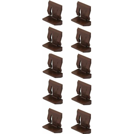 Set di 10 supporti per mensole marroni, staffe in plastica per mensole in vetro, fissaggio stabile per mobili e armadi. (1/2)