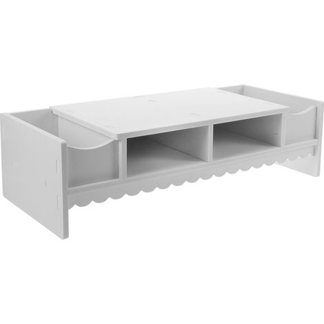 Réhausseur D'écran Blanc en Pvc Étagère de Bureau Multifonctionnelle pour Rangement Clés, Télécommande, Montre et Optimisation de L'espace (1/5)