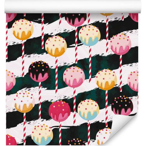 Tapete „Bunte Lollis“ mit Zickzackmuster für Wohn- und Schlafzimmer, 50 x 1000 cm (1/5)