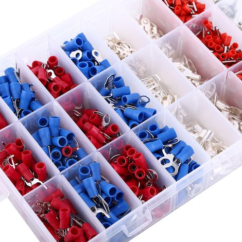 Lot de 1000 connecteurs électriques à sertir, 24 types de cosses isolées pour câbles, kit assorti multifonction (1/5)