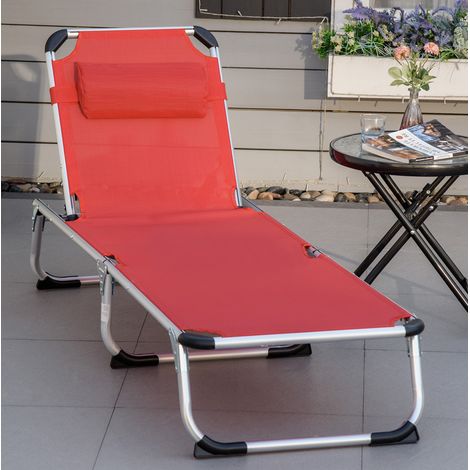 seduta poltrona 165x60 pieghevole reclinabile rossa OKMYHOME (1/3)
