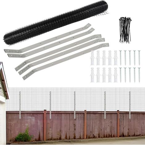 Clôture anti-chat, supports murales inoxydables pour enclos Catio, barrière anti-escalade, rouleau de clôture en maille de 10 m x 67 cm, clôture en maille pour animaux découpable, clôture intempéries (1/5)