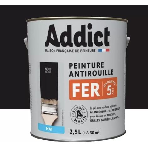 Peinture Fer Antirouille Addict Noir Mat 2,5 L (1/2)
