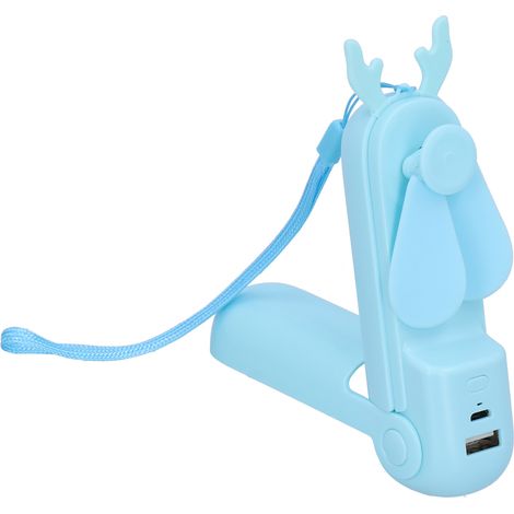 Handheld Fan Chargeable Portable Foldable Mini Cooling Device with Emergency FlashlightBlue (1/5)