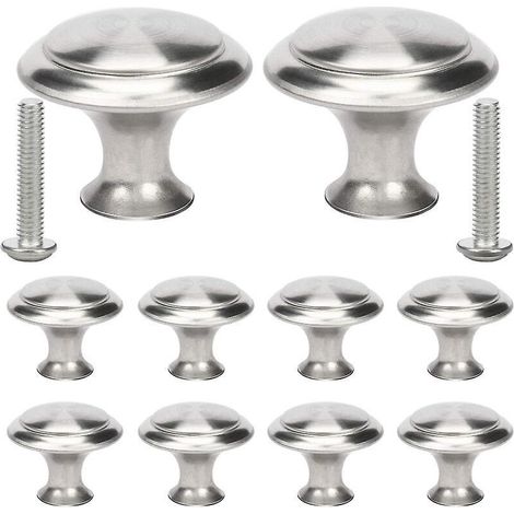 10 Pcs Bouton De Tiroir Ronde 30mm Poignes Cabinet En Acier Inoxydable Avec Vis Pour Cuisine Bureau Chambre