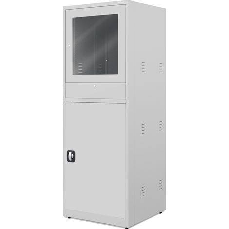 Computerschrank STEVE, 640 x 1750 x 630 mm, grau