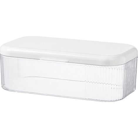 Boîte de rangement transparente multifonctionnelle en PS avec couvercle pour médicaments et maquillage, blanche (1/5)