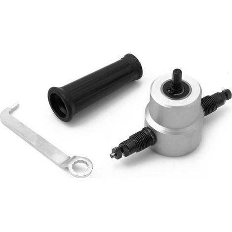 Doppelkopf-Blechschneider, elektrische Lochsäge, Zubehör für elektrische Bohrmaschinen, Blechknabberer, Schneidwerkzeug-Set, Kartonverpackung (1/4)