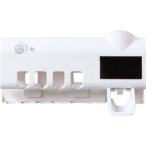 Porte-Brosse à Dents Support Mural pour Brosse à Dents Distributeur et Organisateur de Dentifrice Désinfectant pour Brosse à Dents pour Salle de Bain (Blanc)-DOU