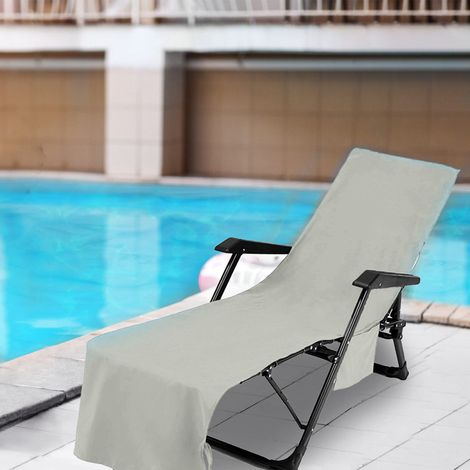 Housse de chaise longue/de salon/de plage en fibre ultrafine avec poches, serviette de plage extra longue, housse de chaise de salon/de salon