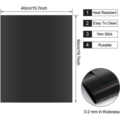 QORVA-Tapis de Cuisson, 5 Pièces 50 40cm Papier Barbecue ​Anti-Adhérent Réutilisable Nettoyable, Grille BBQ Mats pour Fours Assistés/Charbon/Gaz/Grill électrique
