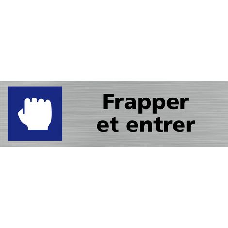 Pictogramme FRAPPER ET ENTRER (Q0422).- Plaque aluminium brossé - (1/5)