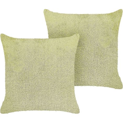 Dekokissen 2er Set PILEA Webpelz 45 x 45 cm Hellgrün Ohne Muster