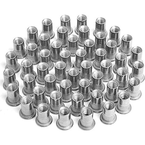 100 pièces Écrou à Sertir M4 M5 M6 M8, Écrous de Rivet Insert Fileté, Écrous à Sertir en Acier Inoxydable, Utilisé pour Réparer l'artisanat de Décoration de Meubles