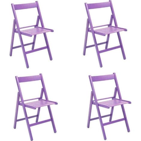 Sedia pieghevole salvaspazio in legno lusso colorata VIOLA SET DA 4 (1/2)