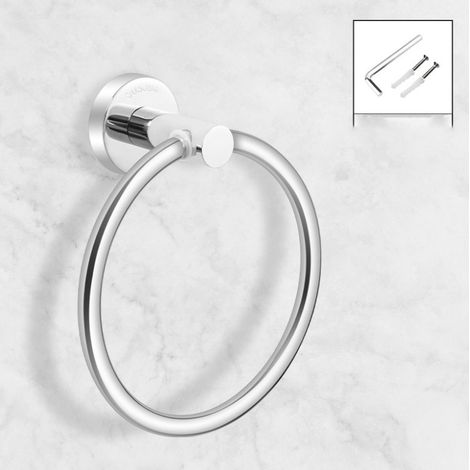 Argent - Anneau porte-serviette - Chromé - Porte-serviettes de salle de bain en acier inoxydable (1/3)