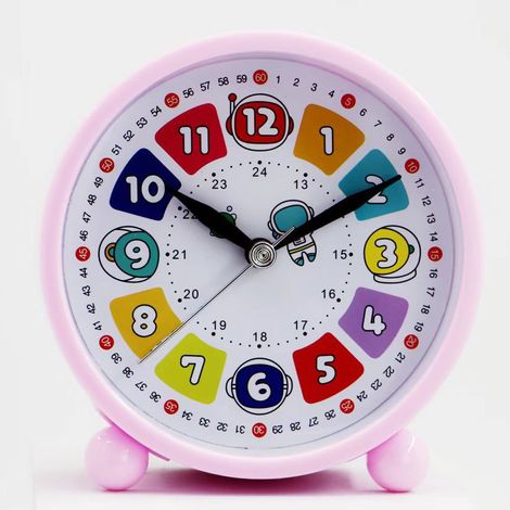 Kinderwecker Digital, Kinder Digital Wecker Ohne Ticken, Kinderwecker Ohne Ticken für Schulkinder Mädchen Jungen (Rosa)