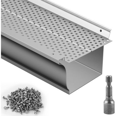 Grille de Protection Gouttière 127 mm Pare-feuilles pour Gouttières Aluminium 13PCS Longueur Totale 15,9 m Trou 4 mm Épaisseur 0,5 mm Protège-gouttière Anti-feuille pour Tout Type Toit Gouttière (1/5)
