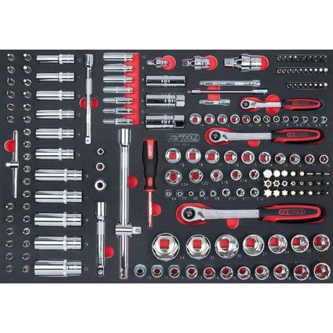 Modul mit Steckschlüsseln und Zubehör 1/4'',3/8'', 1/2'' KSTOOLS - 175 Teile - 711.1011