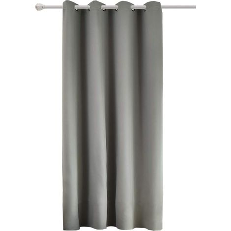 WOLTU Cortina Opaca con Ojales 1 Pieza Cortinas Térmicas Aislantes Moderna Decoración Ventanas para Dormotorio Habitacion Sala Salon 135x225 cm Gris Oscuro  ,Cortina sin correas