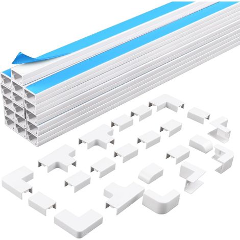 16pcs Goulotte Passe Cable Autocollante Cache Câbles TV Mural  Cache-câbles en PVC Plateau de Rangement de Câbles Téléviseur Cache Fil Mural Dissimuler Les Câbles D'alimentation (1/5)