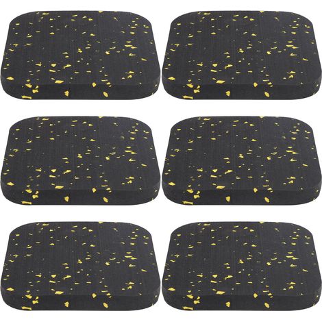 6 Tapis de Course en Caoutchouc, Coussin d'Isolation Acoustique, Tapis de Fitness Amortissant, Équipement de Sport, Noir et Jaune (1/5)