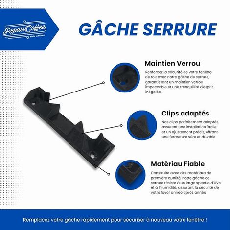 Black Lock Strike Compatible with Velux Version VES V21 - Repair Spare Part Renovation Maintenance Lock Security Lock Plate Tilting Window Roof House Blind Fixing (1/2)