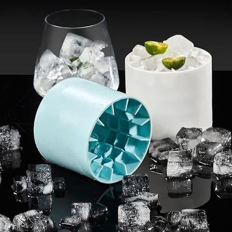 (blue, 8.5x9x8cm) Bac Glacon, Moule A Glacon Silicone, Bac Glaons Silicone Avec Couvercle, Seau Glace Reutilisable Machine Glaons, 60 Glaons