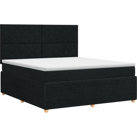 Lit boxspring avec matelas Noir 180 x 200 cm Tissu vidaXL (1/5)